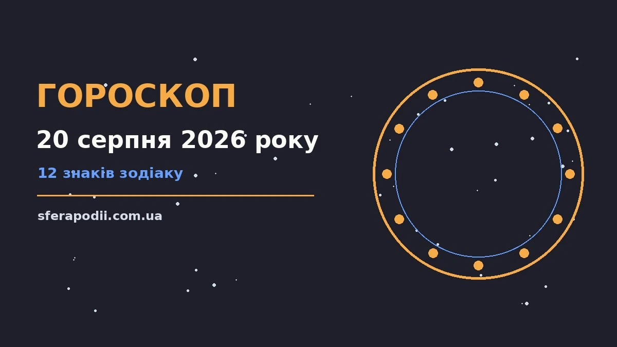Гороскоп на 20 серпня 2026 року: настрій і шанси дня для впевненого початку дня