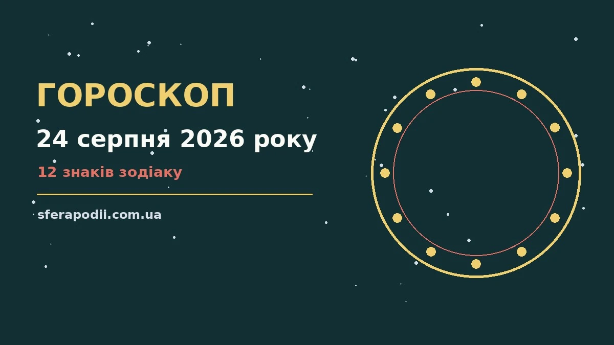 Гороскоп на 24 серпня 2026 року: настрій і шанси дня для впевненого початку дня