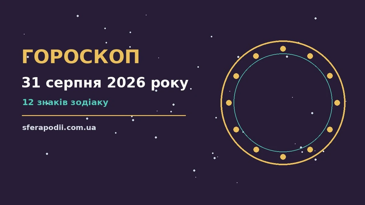 Гороскоп на 31 серпня 2026 року: настрій і шанси дня для впевненого початку дня